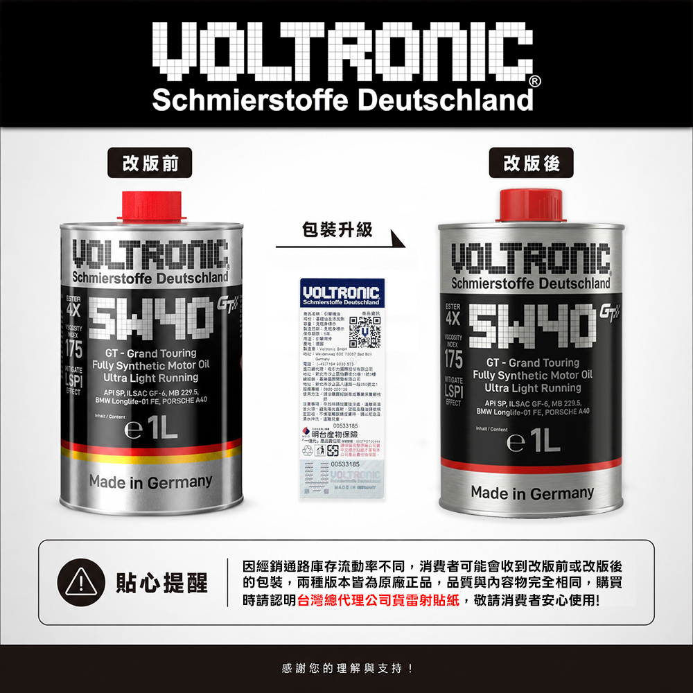 VOLTRONIC 新舊包裝公告